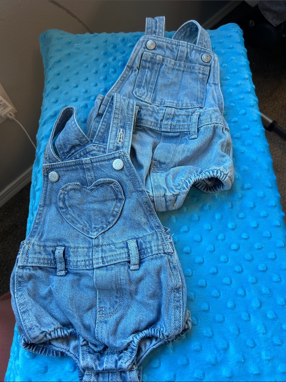 Old Navy Light Blue Denim Baby Heart-Front Overalls